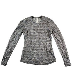 Lululemon Extra Mile‎ Long Sleeve Running Pull-on Luon Suited Jacquard Black 6